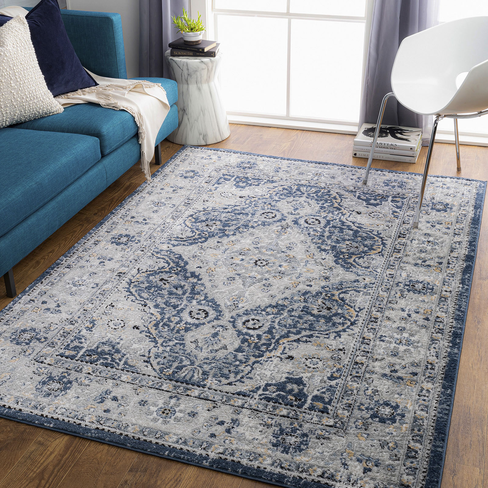 Surya Teppich »VIENNA«, rechteckig, 10 mm Höhe, Boho Kurzflor Orientteppich, Wohnzimmer, Schlafzimmer, Blau von Surya