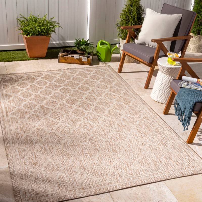 Surya Teppich »ORAN«, rechteckig, 4 mm Höhe, Teppich In- /Outdoor Boho Jute-Optik, Balkon, Terrasse, Garten, Beige von Surya