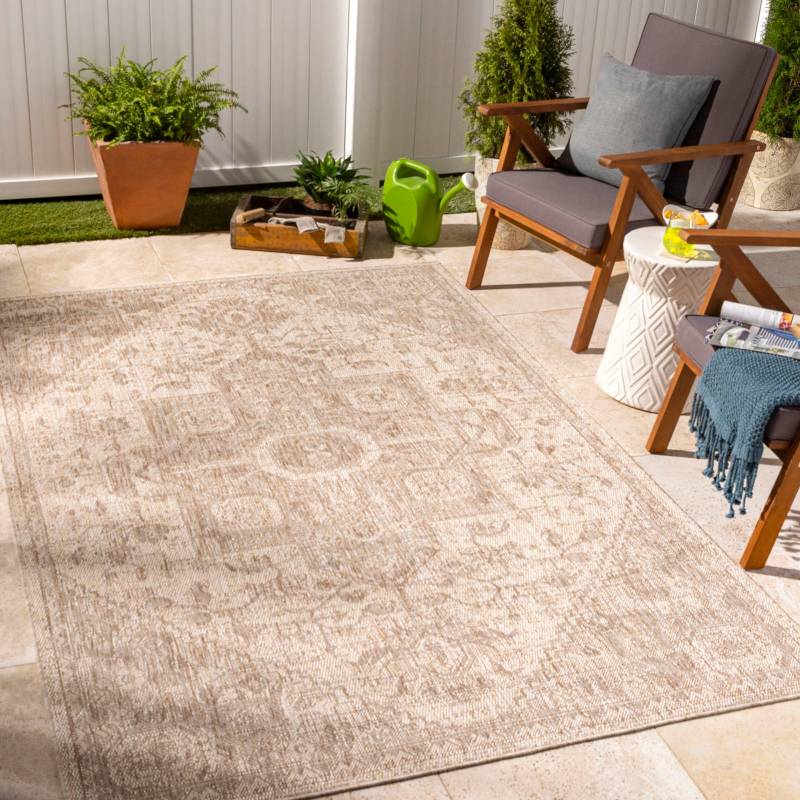 Surya Teppich »LEMARK«, rechteckig, Teppich In- /Outdoor Boho Jute-Optik, Balkon, Terrasse, Garten, Beige von Surya