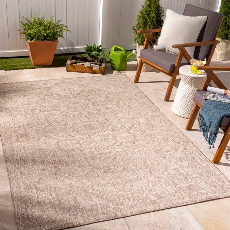 Surya Teppich »LEMARK«, rechteckig, 4 mm Höhe, Teppich In- /Outdoor Boho Jute-Optik, Balkon, Terrasse, Garten, Beige von Surya