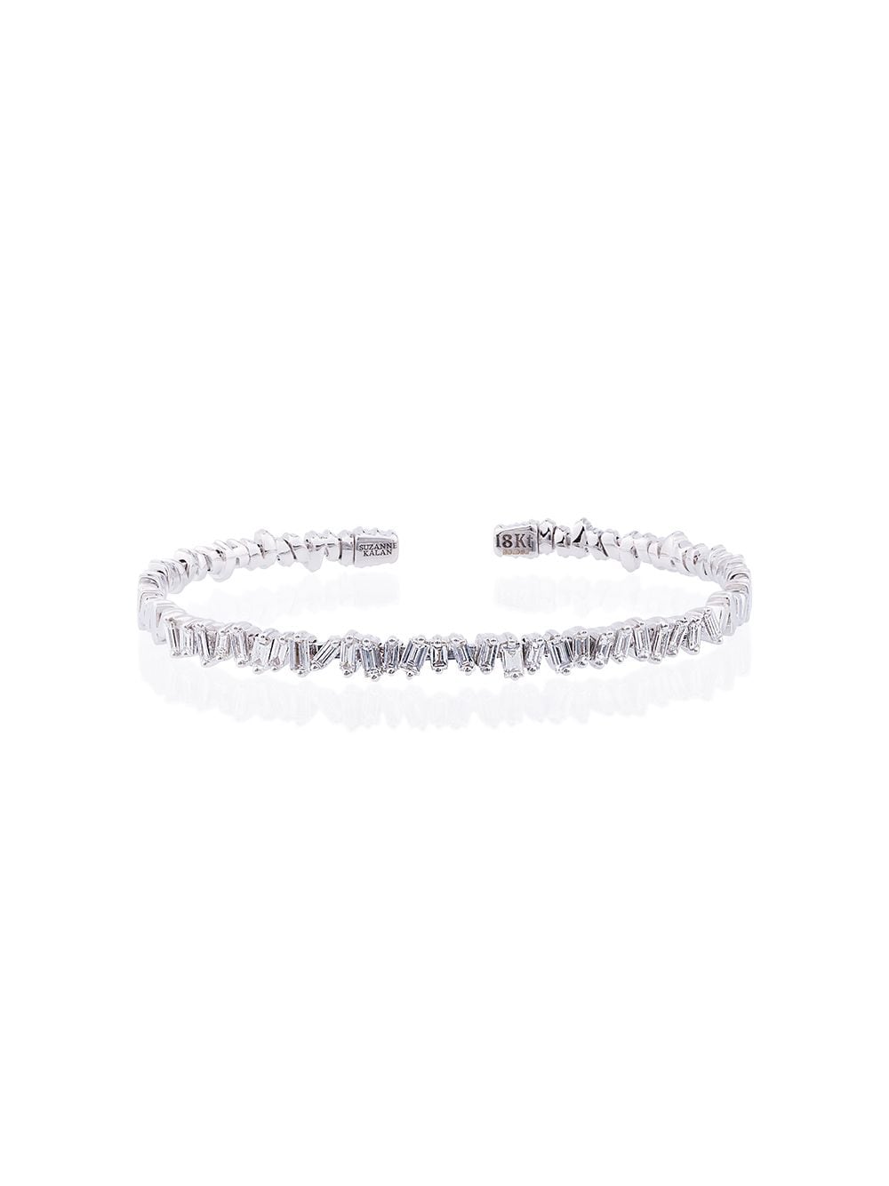 Suzanne Kalan 18K white gold and diamond Fireworks Classic baguette bangle