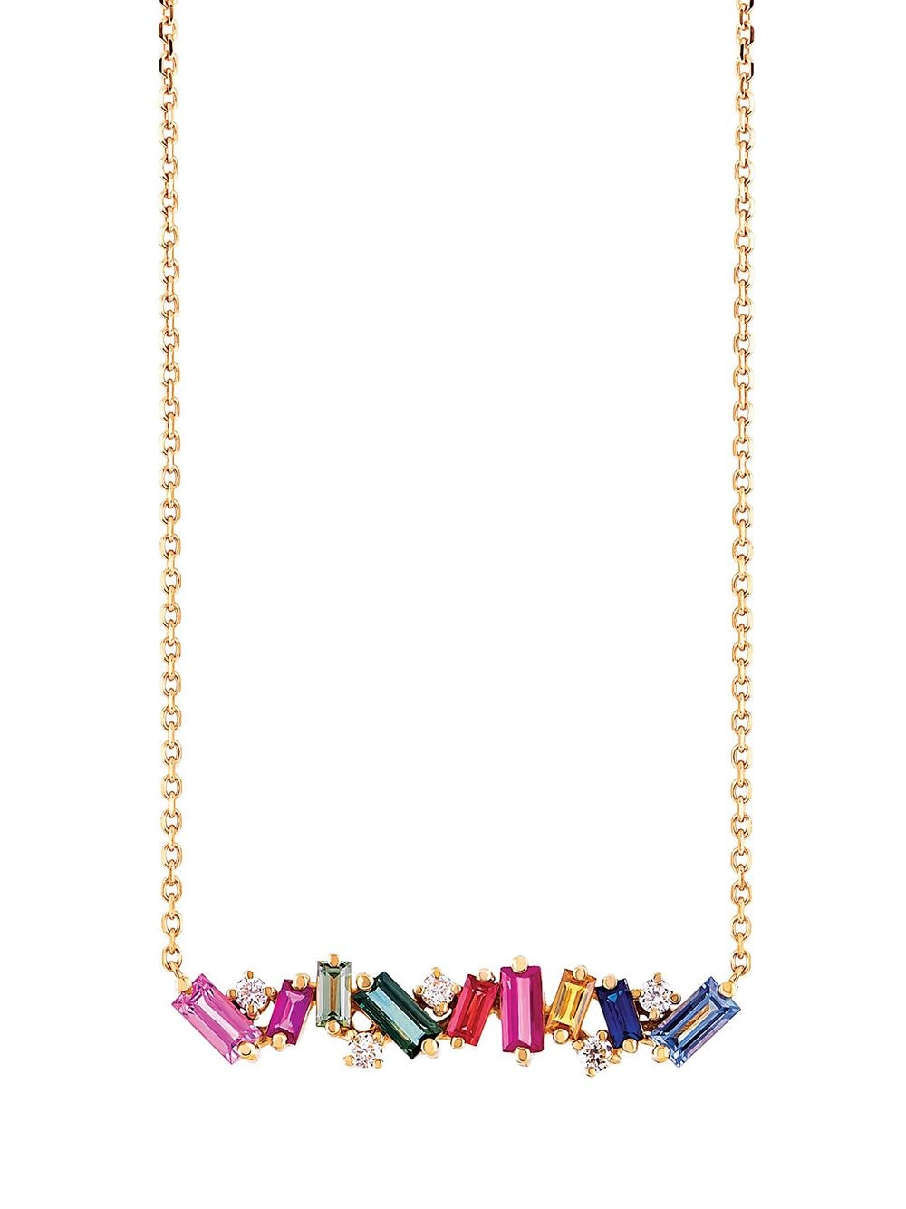 Suzanne Kalan 18kt rose gold, rainbow sapphire and diamond bar necklace - Pink von Suzanne Kalan