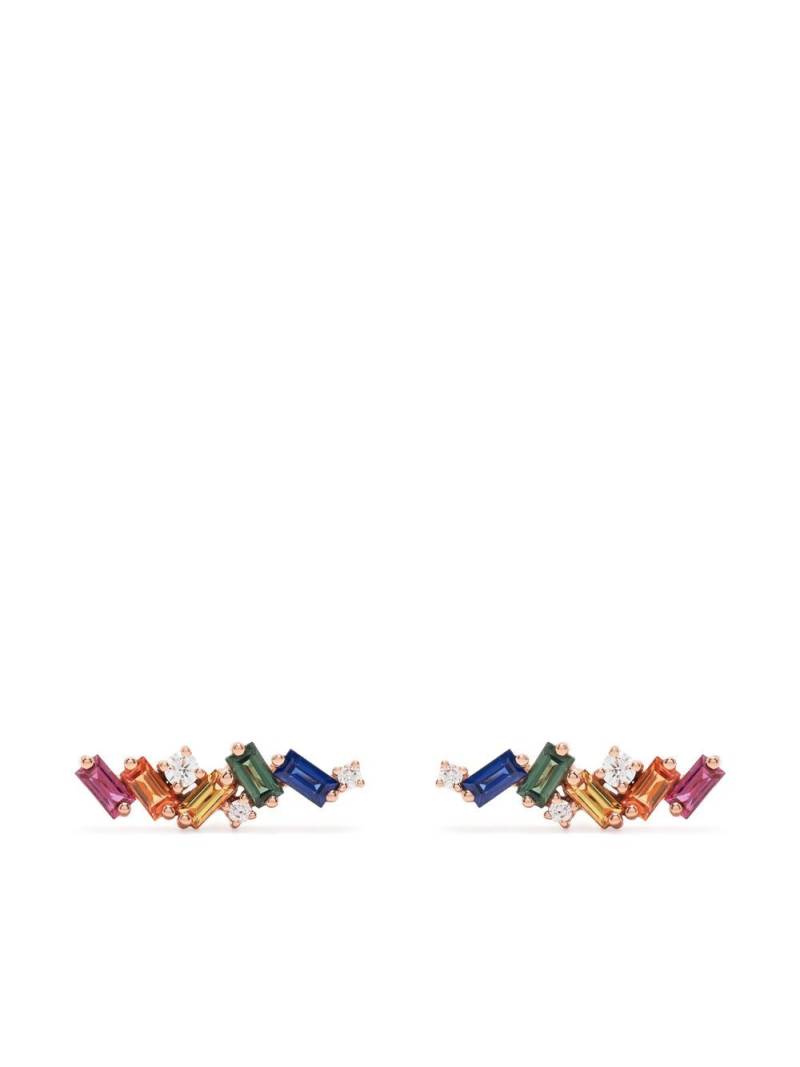 Suzanne Kalan 18kt rose gold Rainbow Zigzag diamond stud earrings von Suzanne Kalan