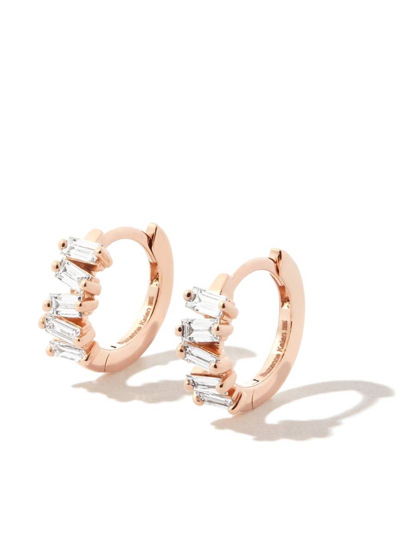 Suzanne Kalan 18kt rose gold Bold diamond huggie earrings - Pink von Suzanne Kalan