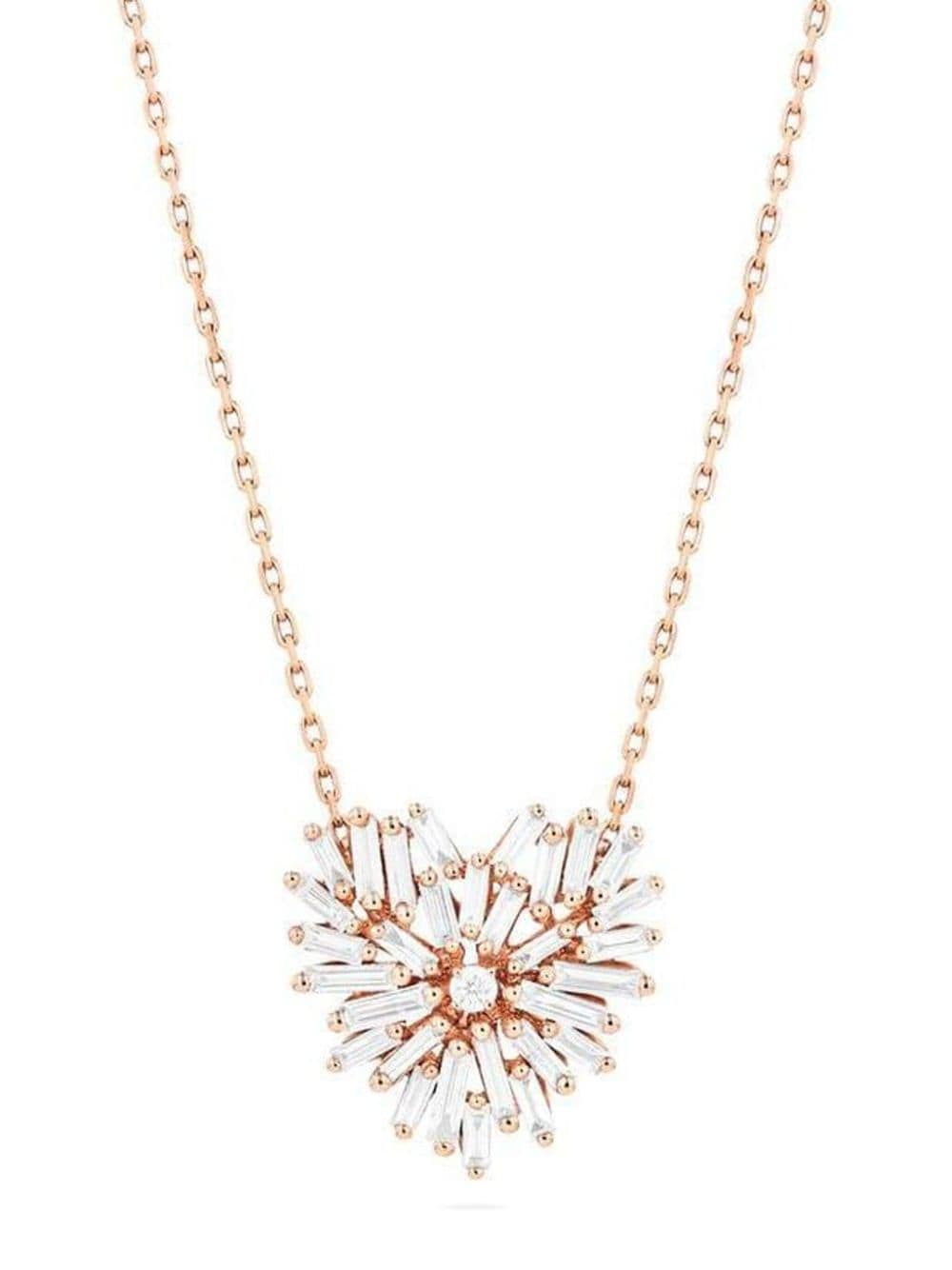 Suzanne Kalan 18kt rose gold heart-charm diamond necklace - Pink von Suzanne Kalan