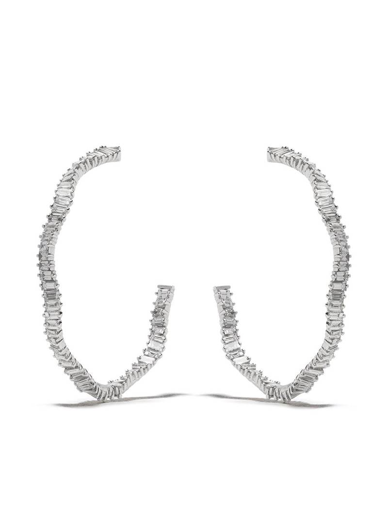 Suzanne Kalan 18kt white gold 45mm Wave diamond hoops - Silver von Suzanne Kalan