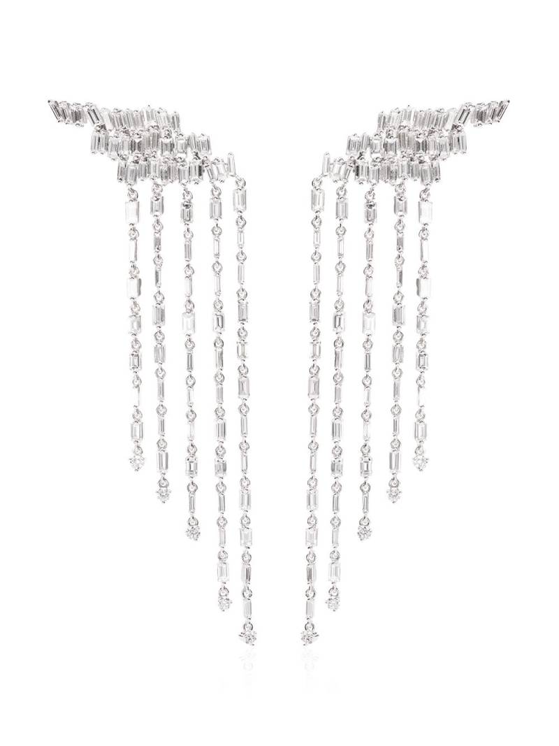 Suzanne Kalan 18kt white gold Fireworks diamond fringe drop earrings - Silver von Suzanne Kalan