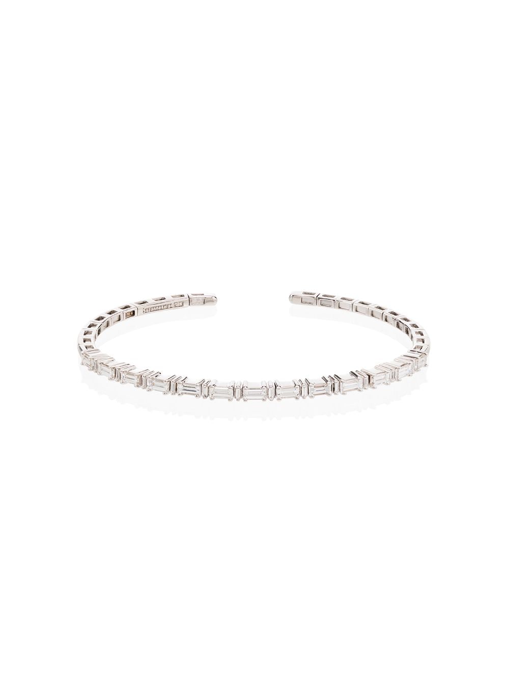 Suzanne Kalan 18kt white gold Linear Horizontal baguette diamond bangle - Silver von Suzanne Kalan