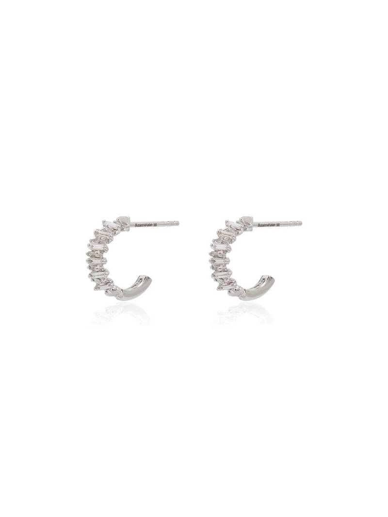 Suzanne Kalan 18kt white gold Classic Zigzag mini diamond hoop earrings - Silver von Suzanne Kalan