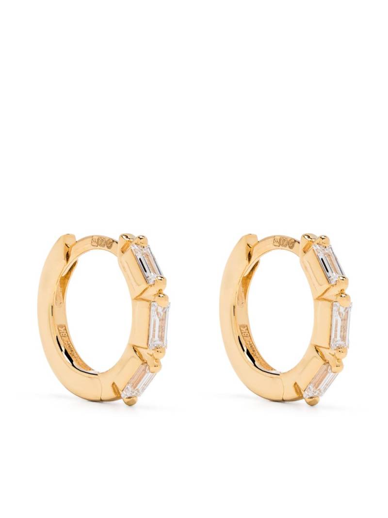 Suzanne Kalan 18kt yellow gold Bold Triple diamond small hoop earrings von Suzanne Kalan