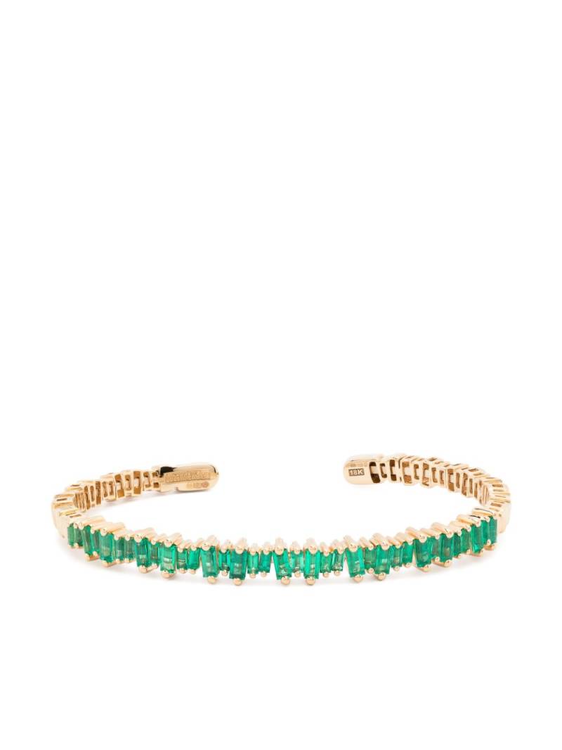 Suzanne Kalan 18kt yellow gold Bold emerald open-cuff bracelet von Suzanne Kalan