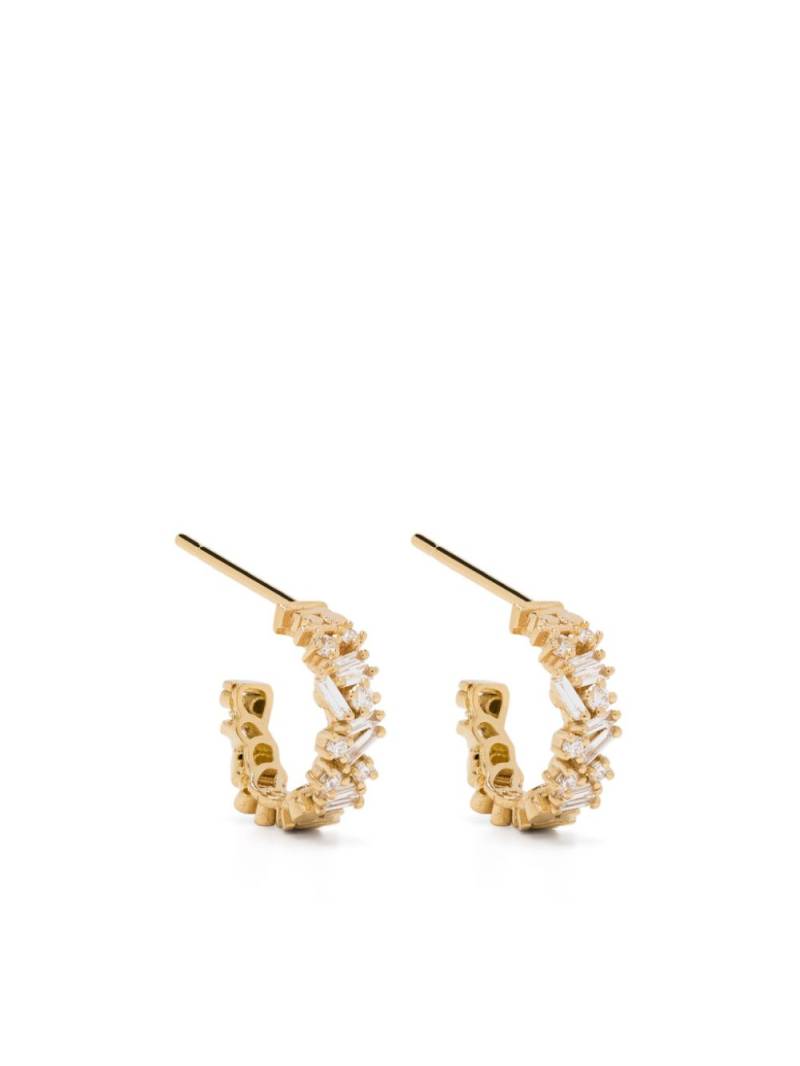 Suzanne Kalan 18kt yellow gold diamond small hoop earrings von Suzanne Kalan