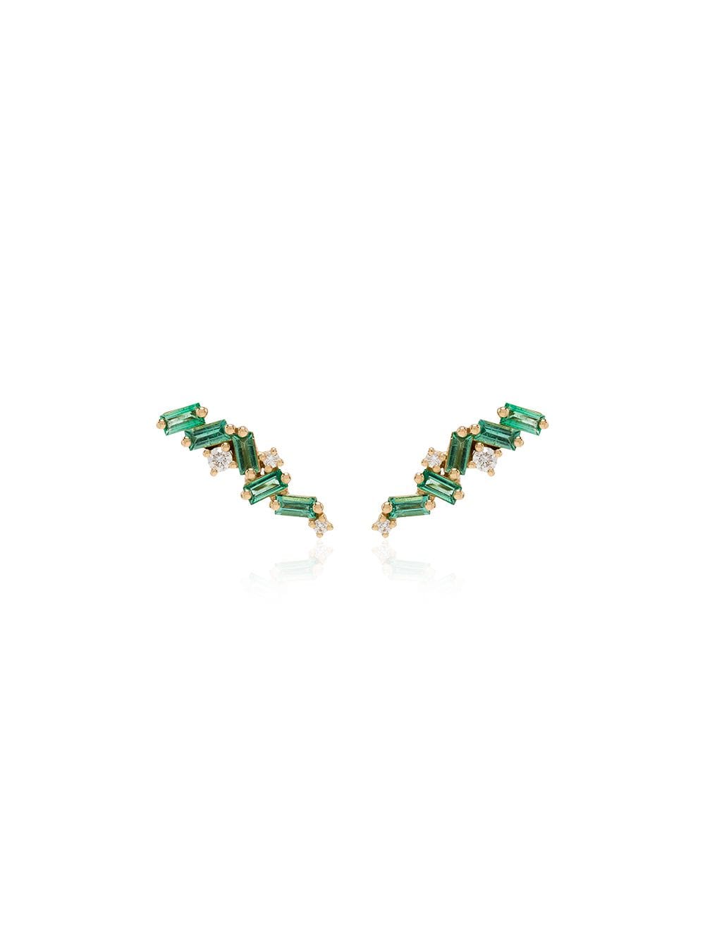 Suzanne Kalan 18kt yellow gold emerald and diamond stud earrings - Green von Suzanne Kalan