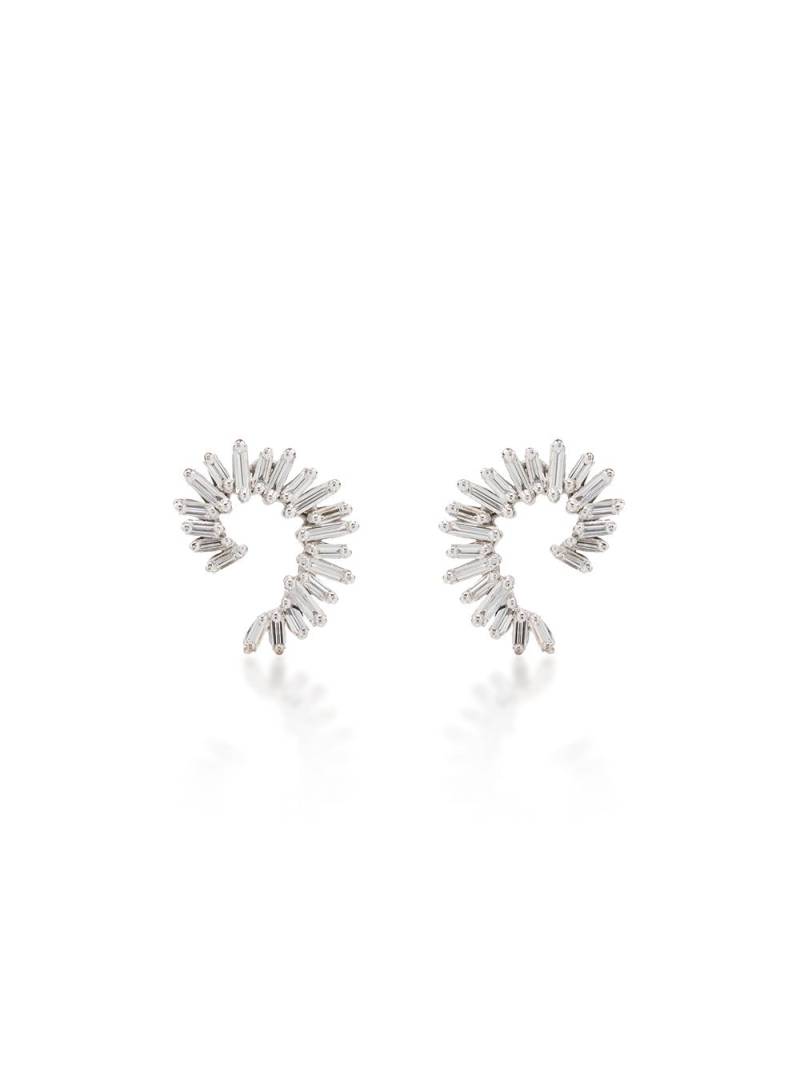 Suzanne Kalan 18kt white gold diamond baguette spiral earrings - Silver von Suzanne Kalan