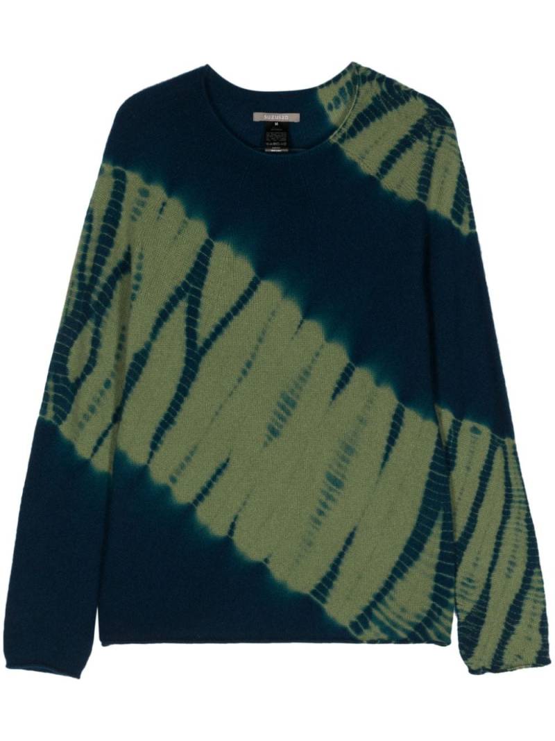 Suzusan Tesuji Yoroidan Shibori-pattern cashmere jumper - Green von Suzusan