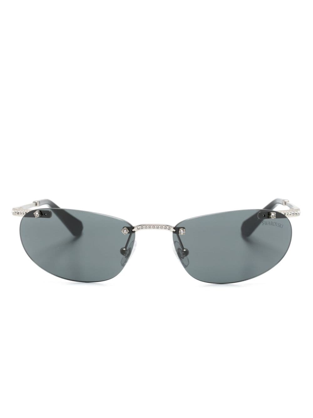 Swarovski crystal-embellished oval-frame sunglasses - Black von Swarovski