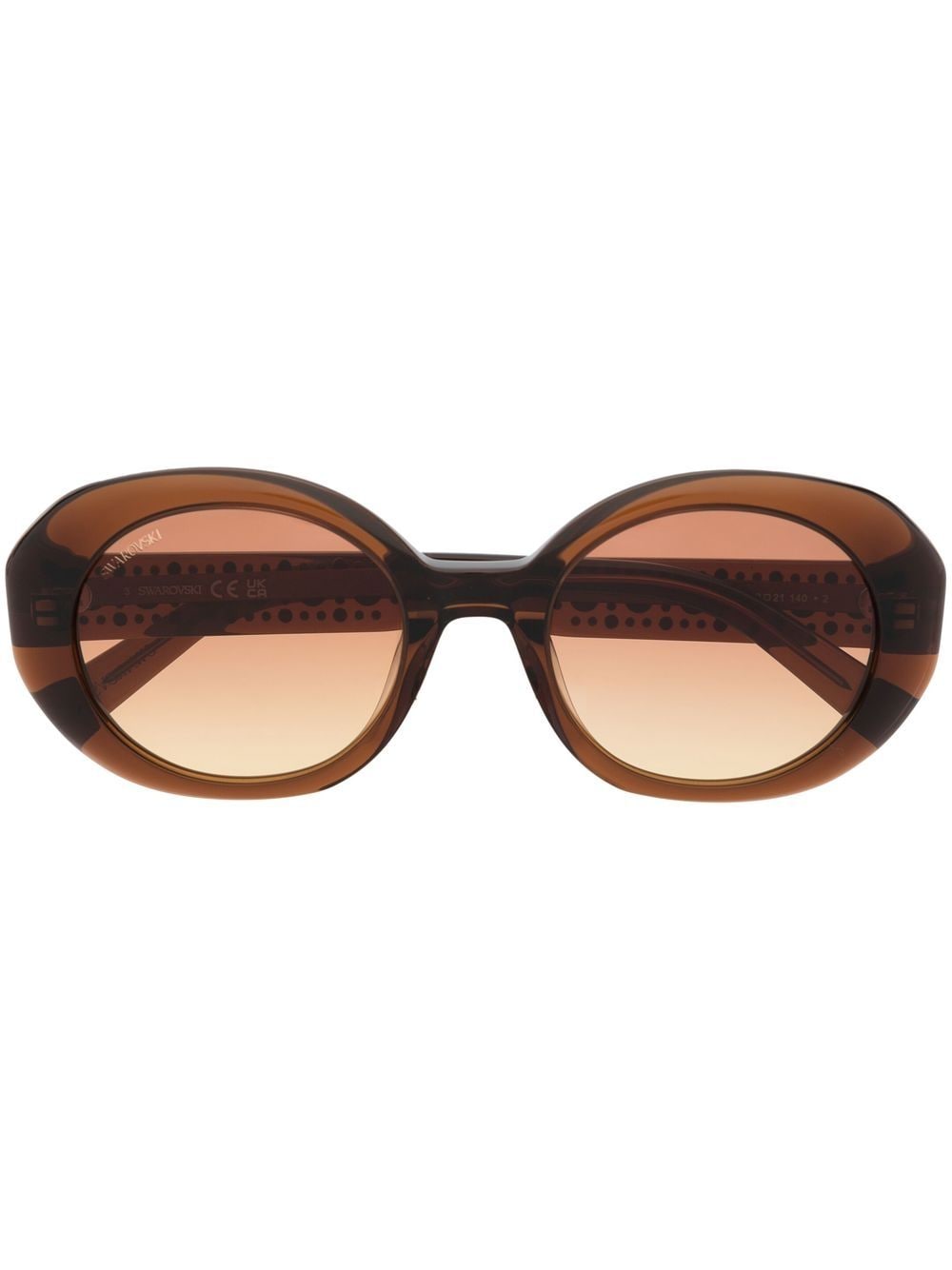 Swarovski crystal-embellished oval-frame sunglasses - Brown von Swarovski