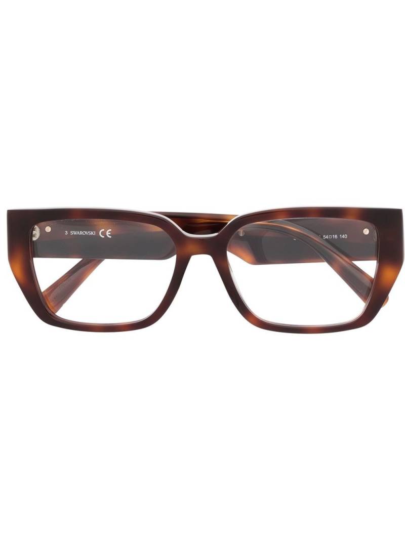 Swarovski crystal-embellished rectangle-frame glasses - Brown von Swarovski