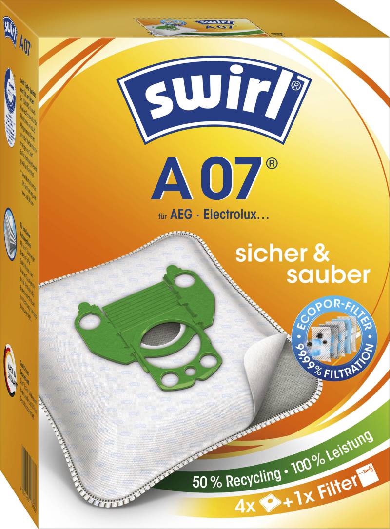 Swirl Staubsaugerbeutel »A 07 für AEG«, (Packung), 4er- Pack von Swirl