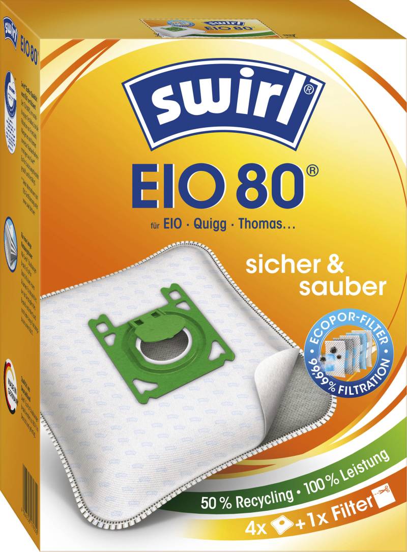 Swirl Staubsaugerbeutel »EIO 80 für EIO, Koenic und Quigg«, (Packung), 4er- Pack von Swirl