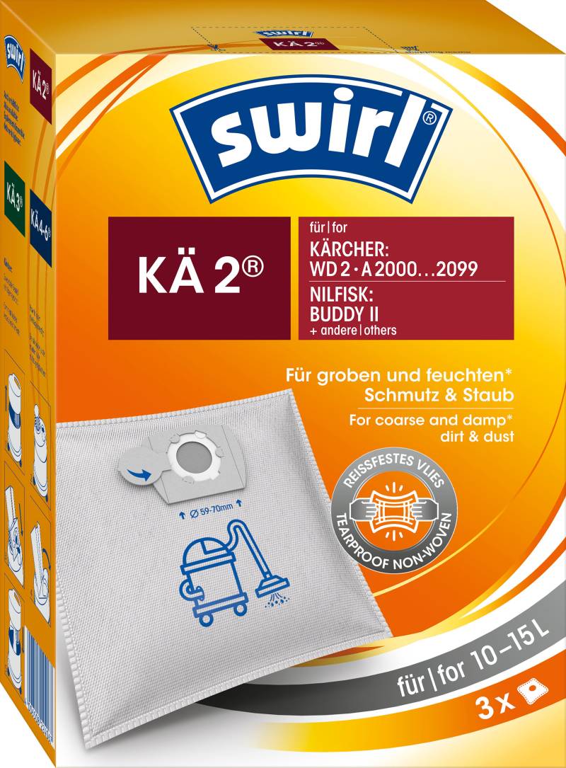 Swirl Staubsaugerbeutel »KÄ 2®«, (Packung, 3 St.), Staubsaugerbeutel für Kärcher & Nilfisk Nass- und Trockensauger von Swirl