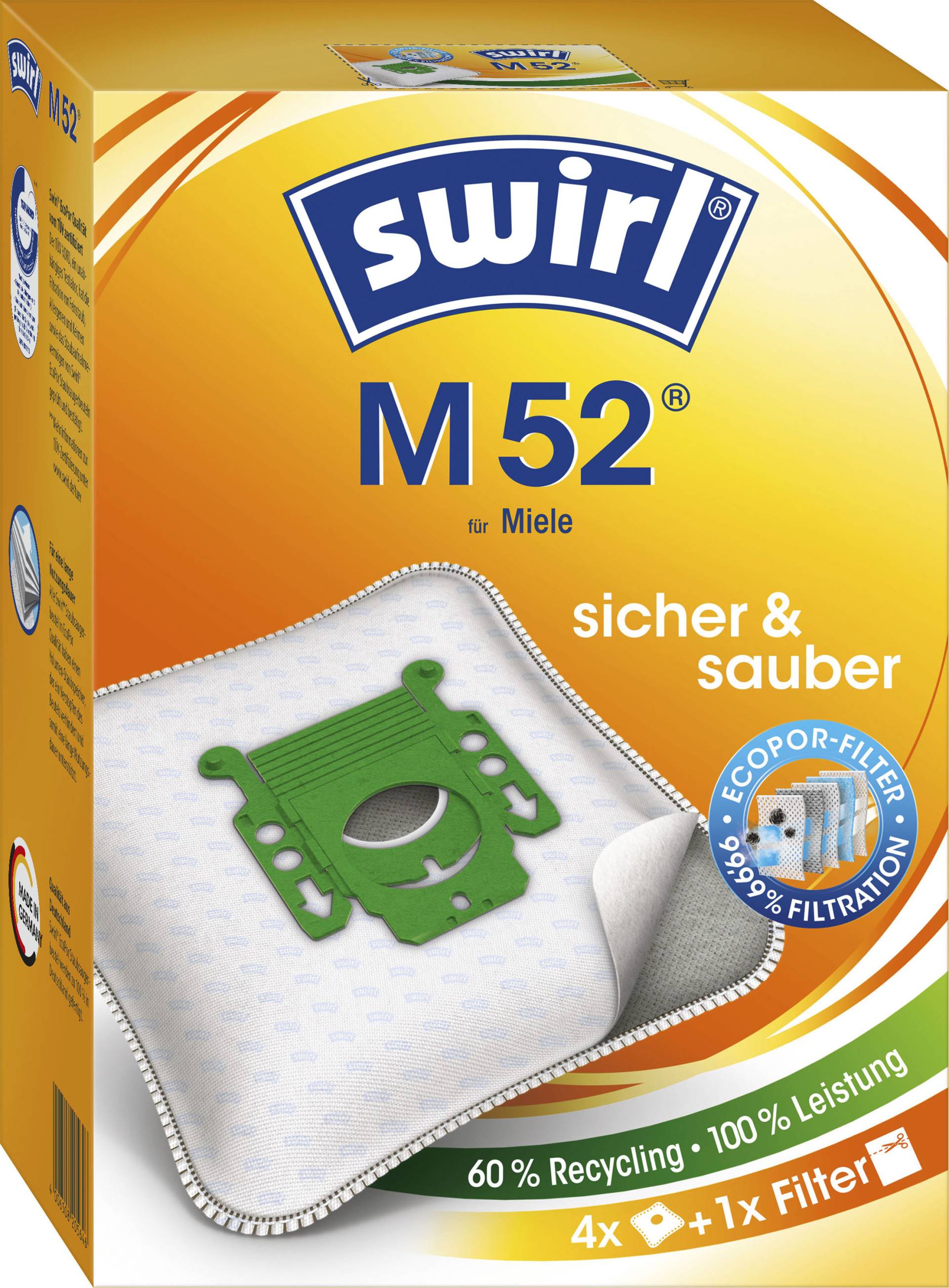 Swirl Staubsaugerbeutel »M 52«, (Packung), 4er- Pack von Swirl