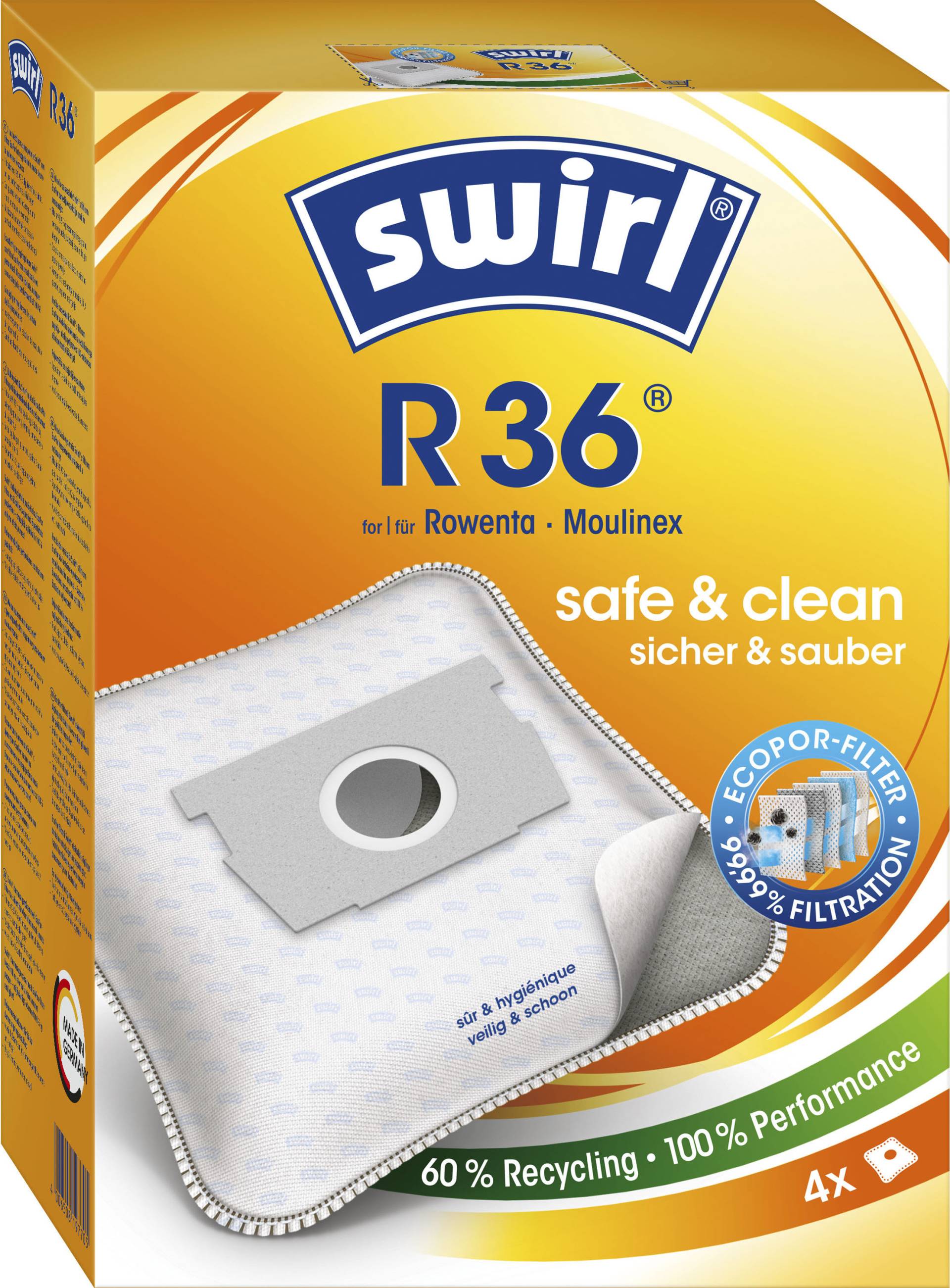 Swirl Staubsaugerbeutel »R 36«, (Packung), 4er- Pack von Swirl