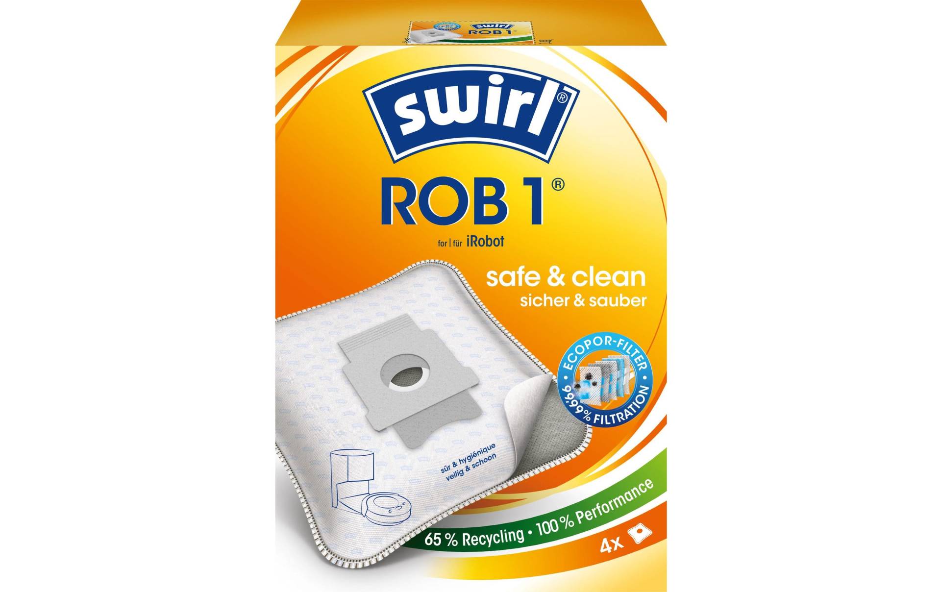 Swirl Staubsaugerbeutel »ROB 1 4 Stück«, (4 St.) von Swirl