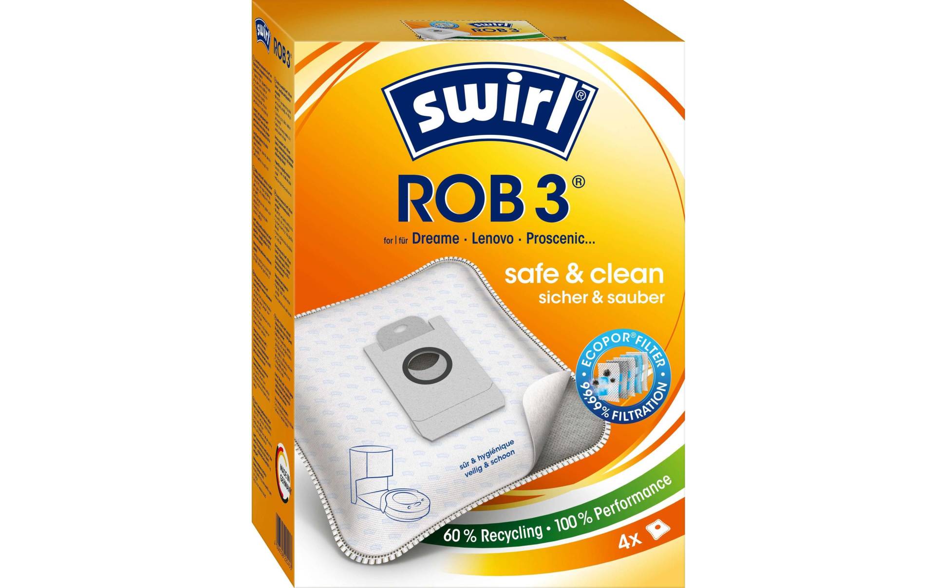 Swirl Staubsaugerbeutel »ROB 3 4 Stück«, (4 St.) von Swirl