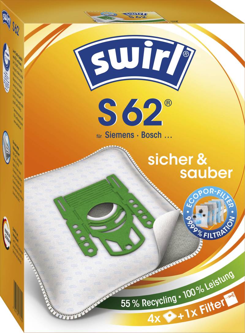 Swirl Staubsaugerbeutel »S 62«, (Packung), 4er- Pack von Swirl