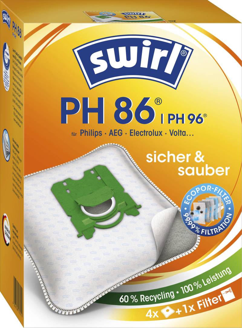 Swirl Staubsaugerbeutel »Swirl® PH 86/96 Staubsaugerbeutel für Philips«, (Packung), 4er- Pack von Swirl