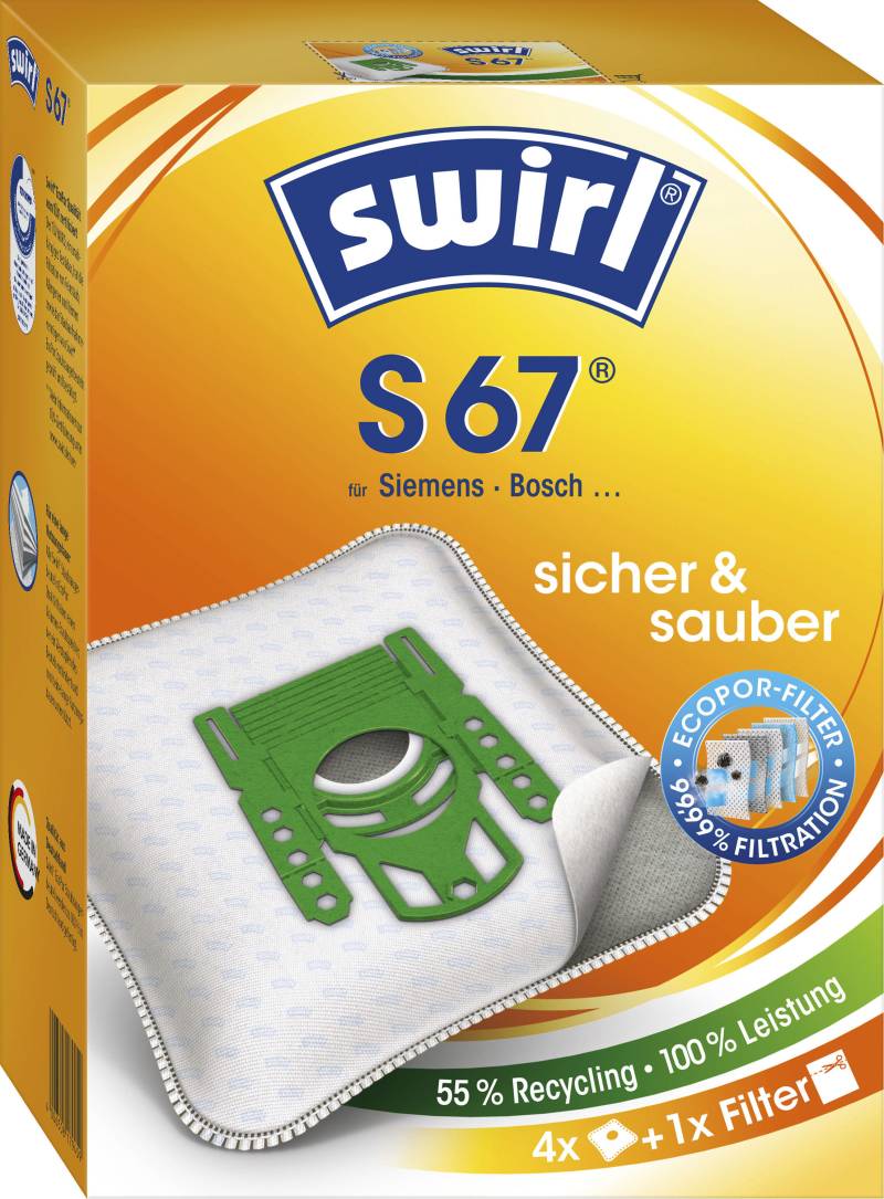 Swirl Staubsaugerbeutel »Swirl® S 67 Staubsaugerbeutel für Siemens und Bosch«, (Packung), 4er- Pack von Swirl