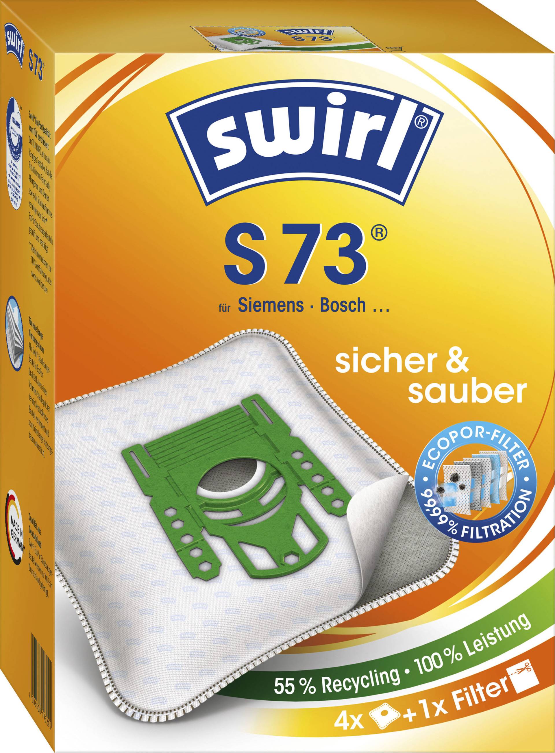 Swirl Staubsaugerbeutel »Swirl® S 73«, (Packung), 4er- Pack von Swirl