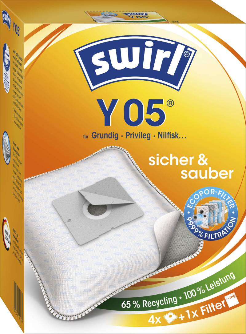 Swirl Staubsaugerbeutel »Y 05 für Dirt Devil, Progress und Samsung«, (Packung), 4er- Pack von Swirl