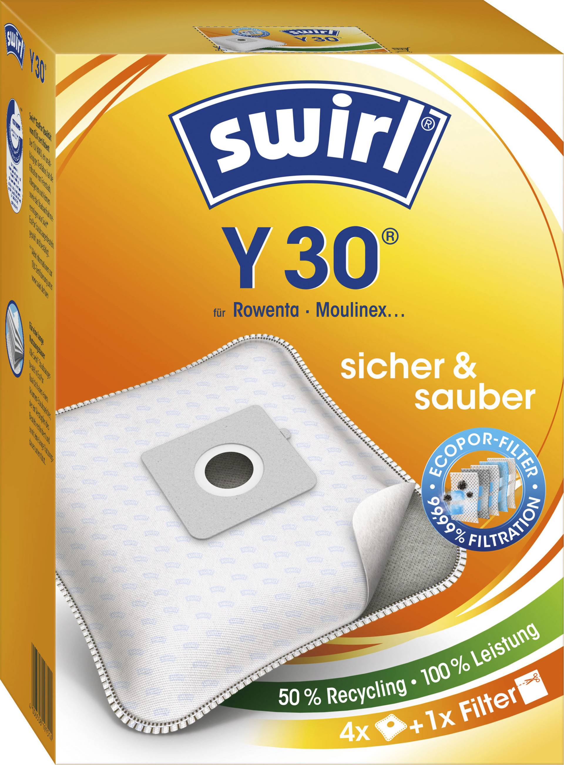 Swirl Staubsaugerbeutel »Y 30«, (Packung), für LG Electronics, Clatronic und Rowenta, 4er-Set von Swirl