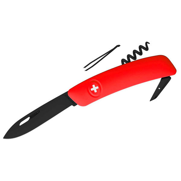 Swiza - Schweizer Messer D01 All Black - Messer Gr 7,5 cm rot von Swiza