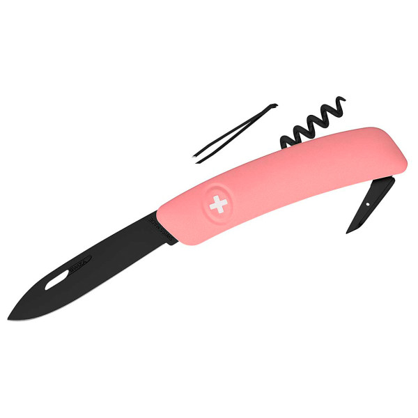 Swiza - Schweizer Messer D01 All Black - Messer Gr 7,5 cm rot von Swiza