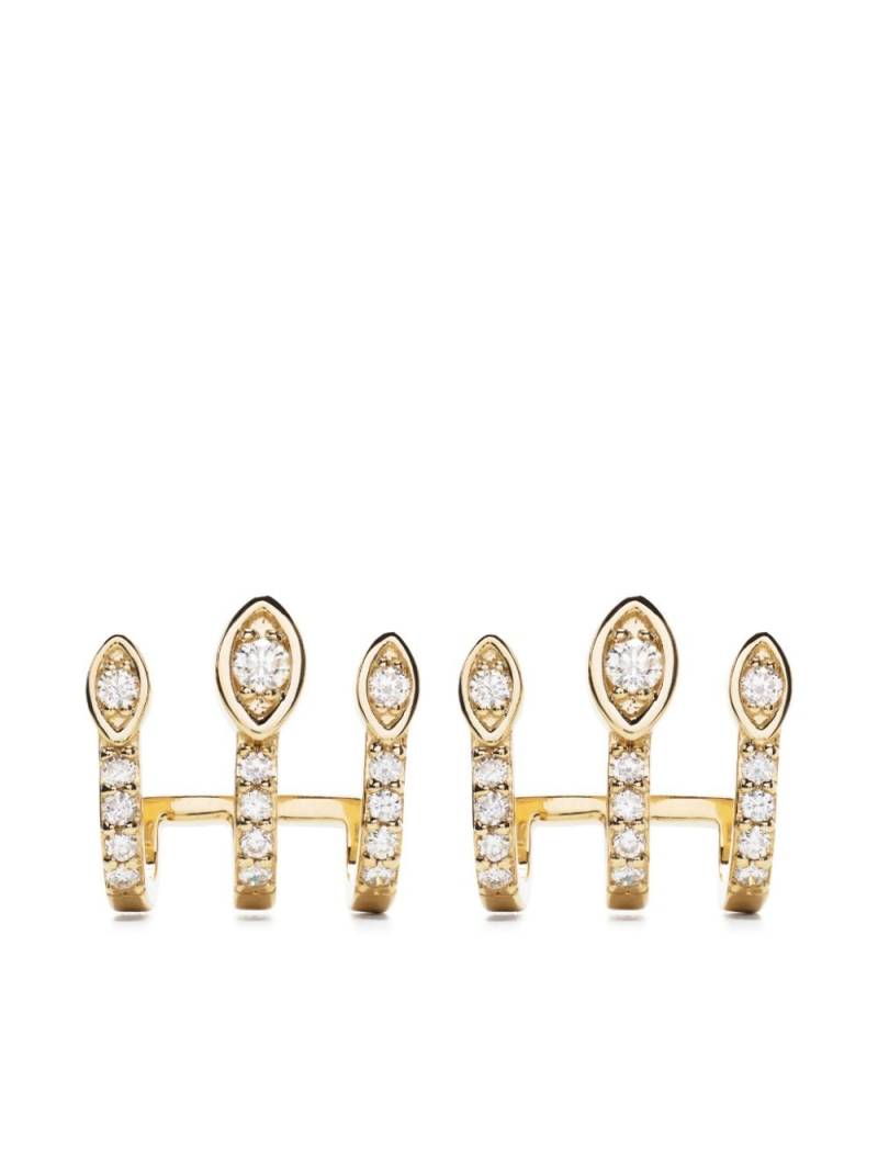 Sydney Evan 14kt gold Eye Triple Bar diamond earrings von Sydney Evan