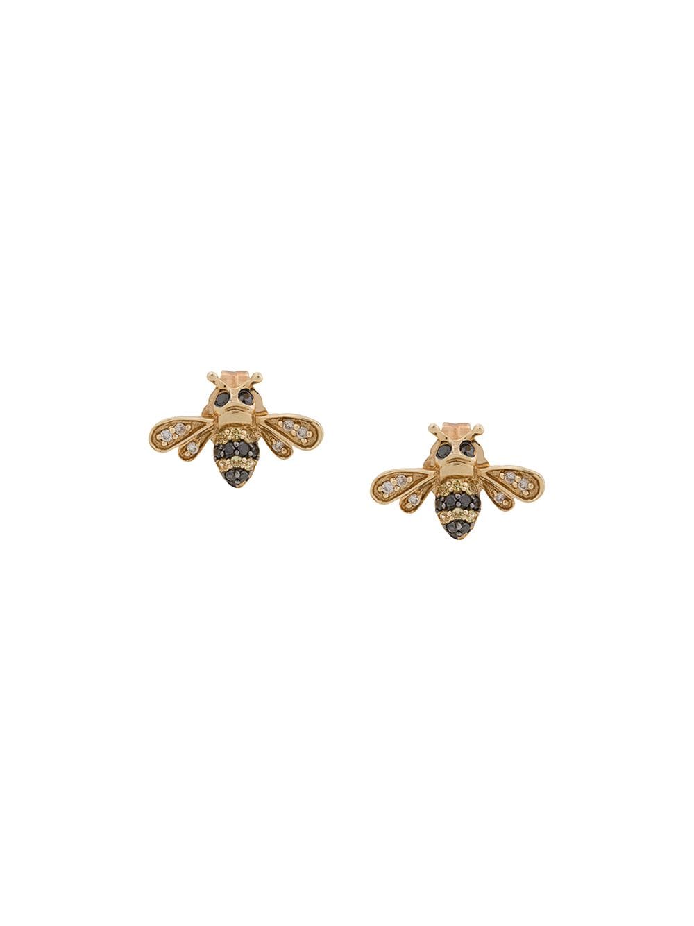 Sydney Evan 14kt gold diamond and sapphire bumble bee stud earrings - Metallic von Sydney Evan