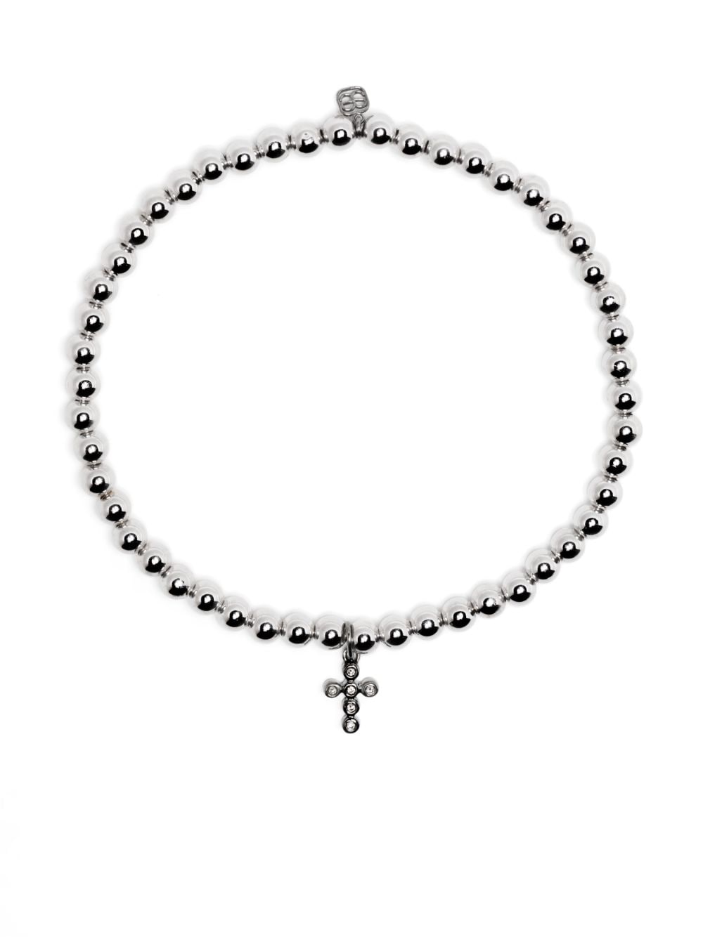 Sydney Evan 14kt white gold Cross Charm beaded bracelet - Silver von Sydney Evan