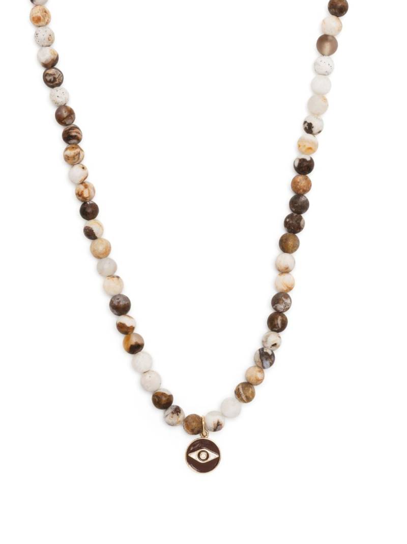 Sydney Evan 14kt yellow-gold Evil Eye beaded necklace - Brown von Sydney Evan