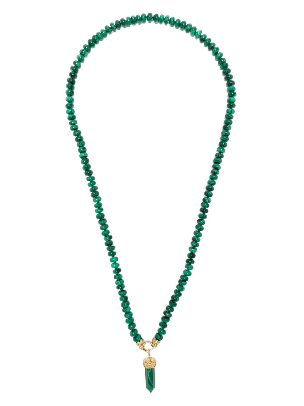 Sydney Evan 14kt yellow gold Eye malachite beaded necklace - Green von Sydney Evan