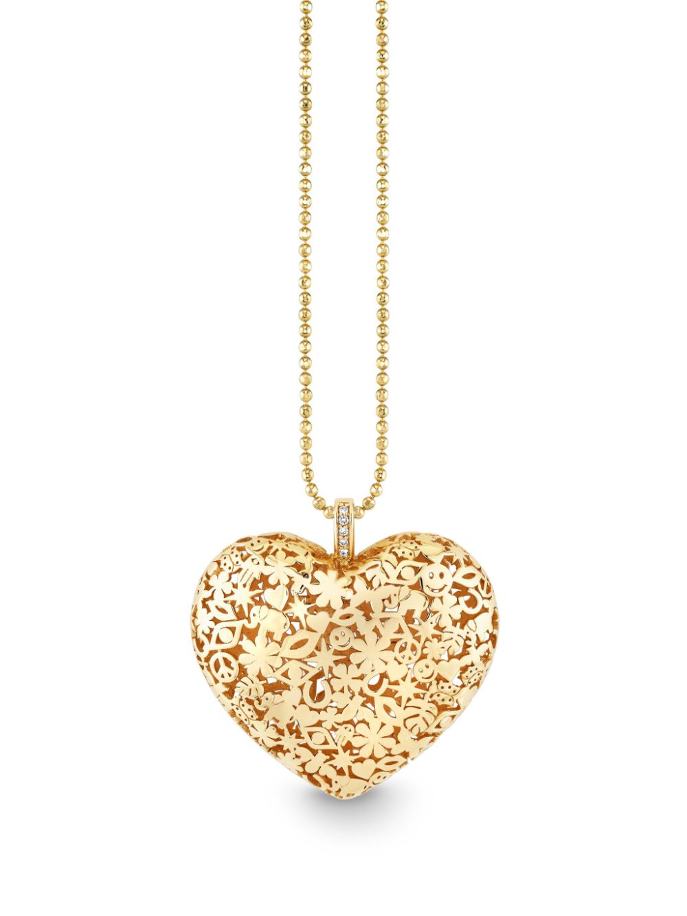 Sydney Evan 14kt yellow gold Puffy Icon Wallpaper Heart Charm necklace von Sydney Evan