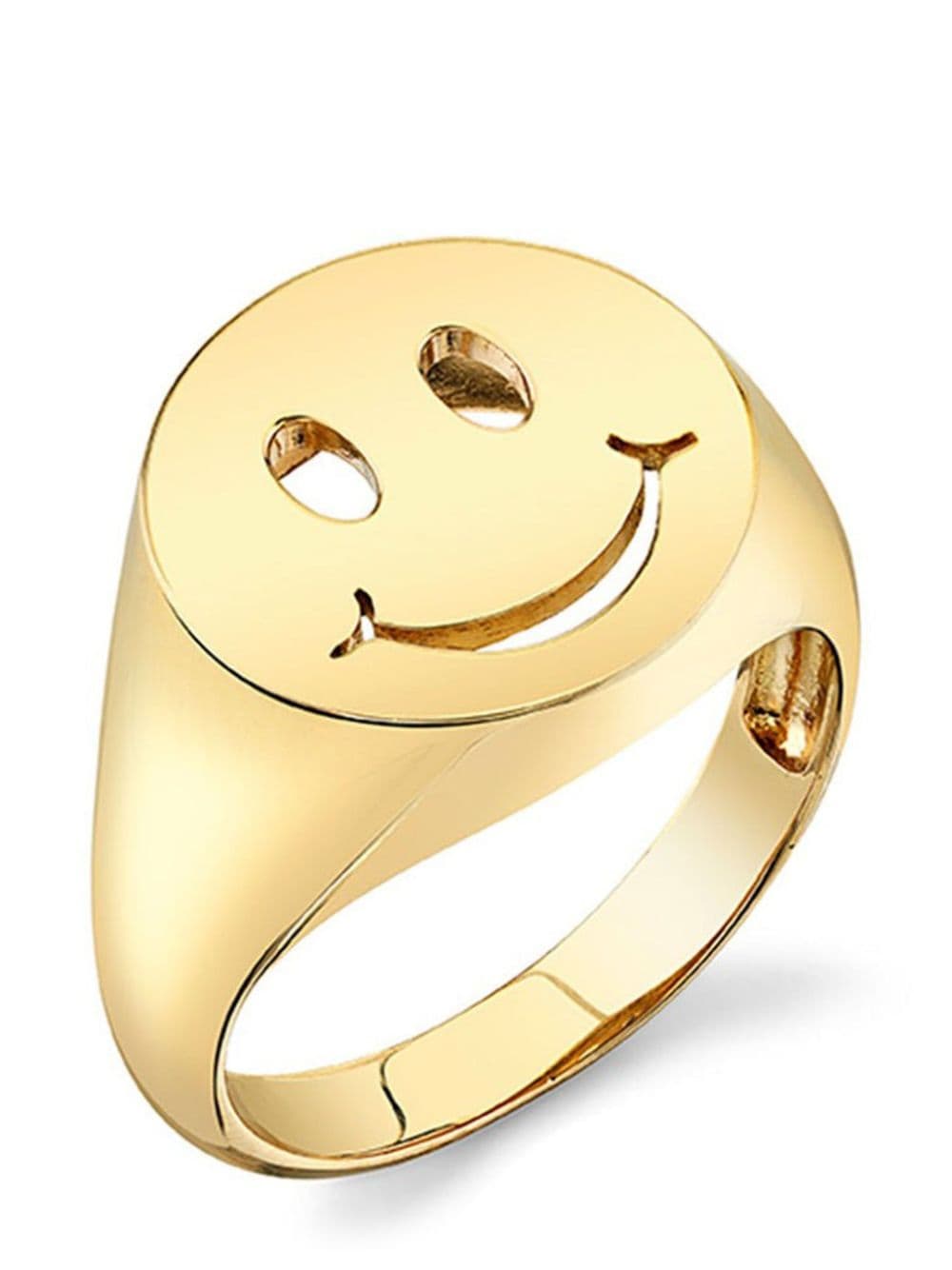 Sydney Evan 14kt yellow gold Pure Happy Face signet ring von Sydney Evan