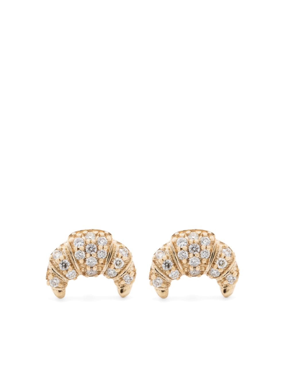 Sydney Evan 14kt yellow gold Small Croissant diamond stud earrings von Sydney Evan