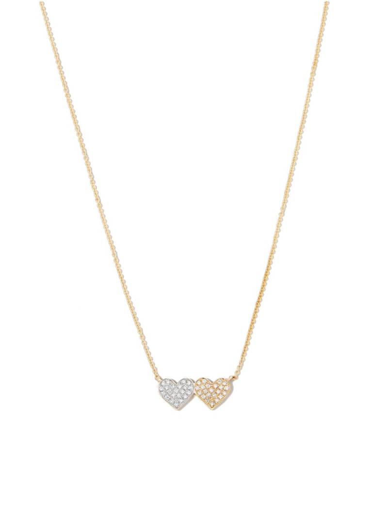 Sydney Evan 14kt yellow gold medium diamond double heart necklace von Sydney Evan