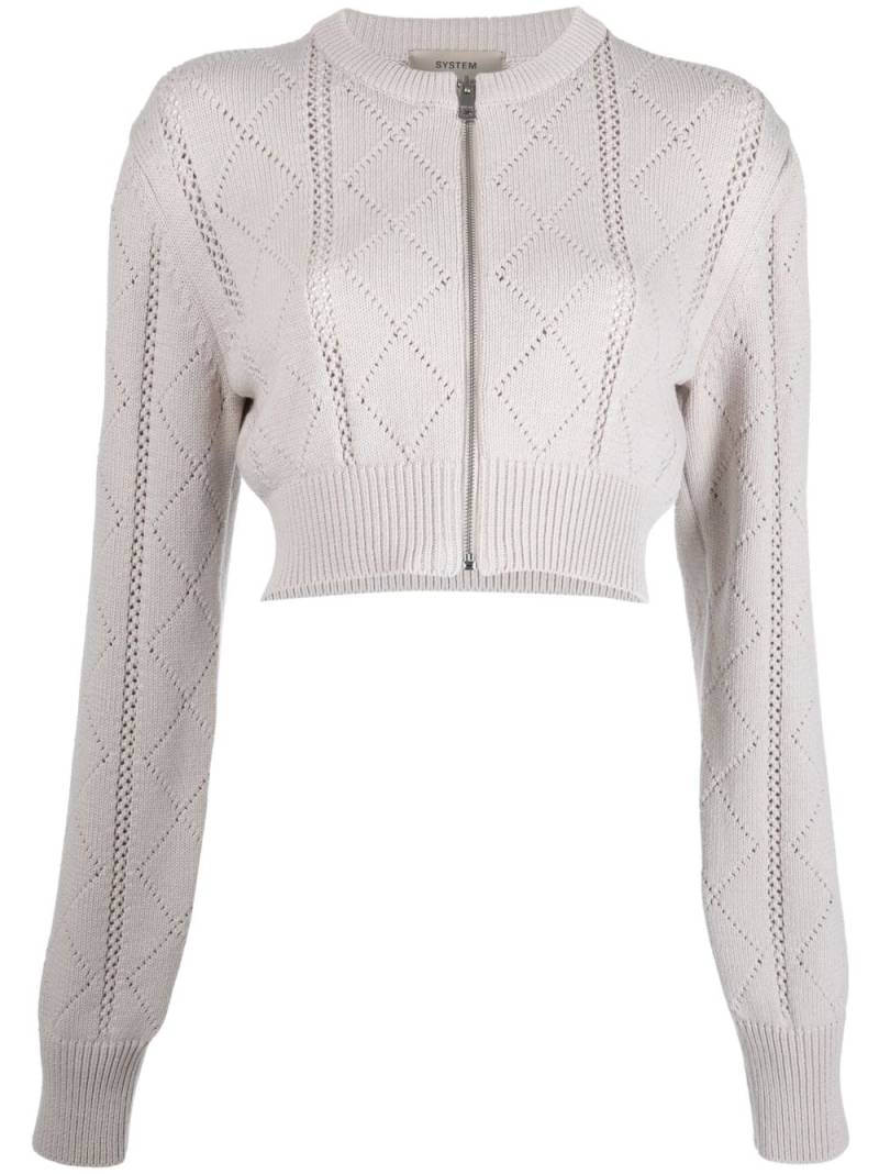 System argyle-knit cropped cardigan - Neutrals von System