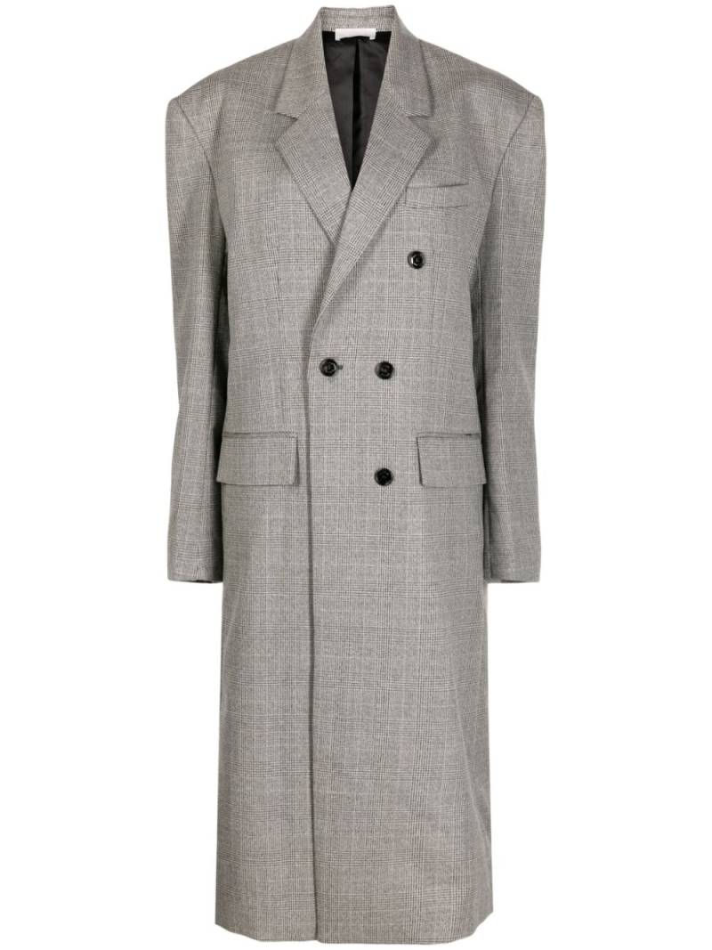 System check-pattern double-breasted wool coat - Black von System