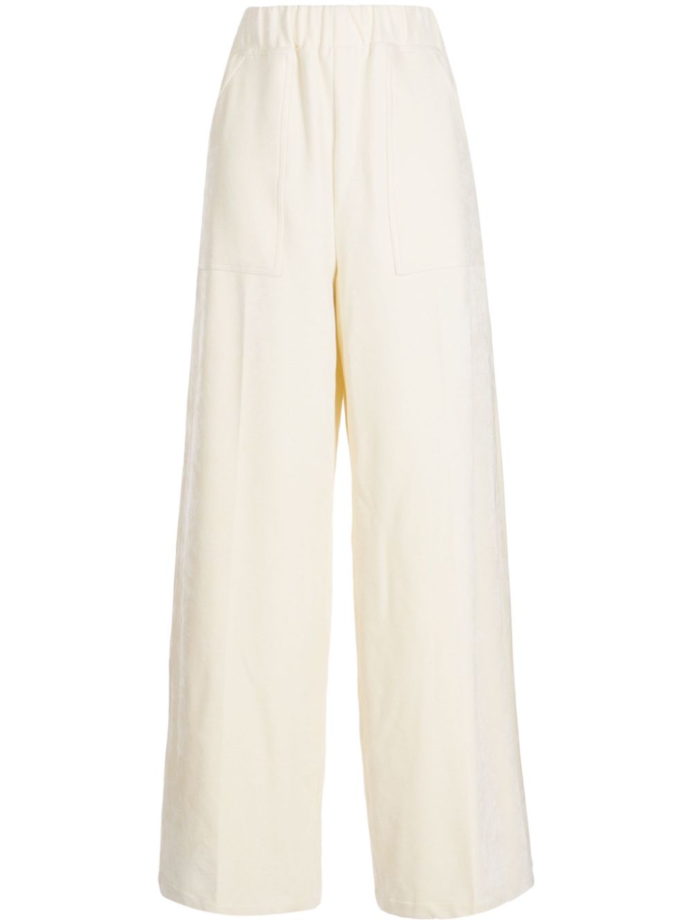 System elasticated-waistband velvet-finish flared trousers - White von System