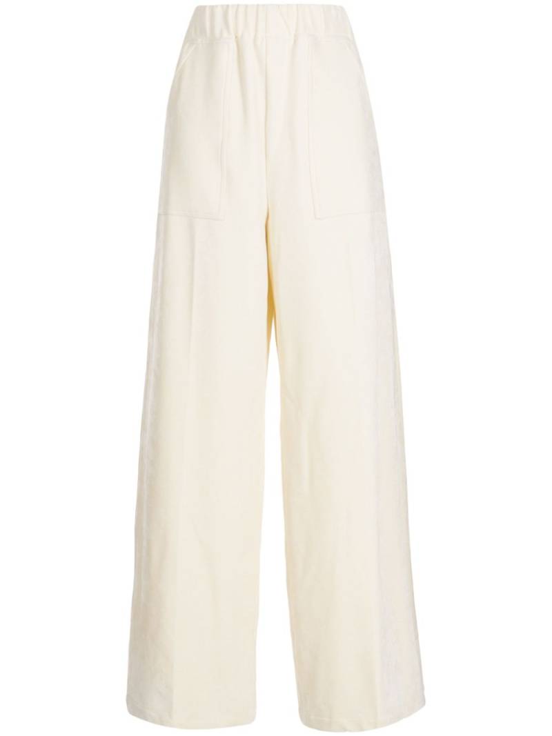 System elasticated-waistband velvet-finish flared trousers - White von System